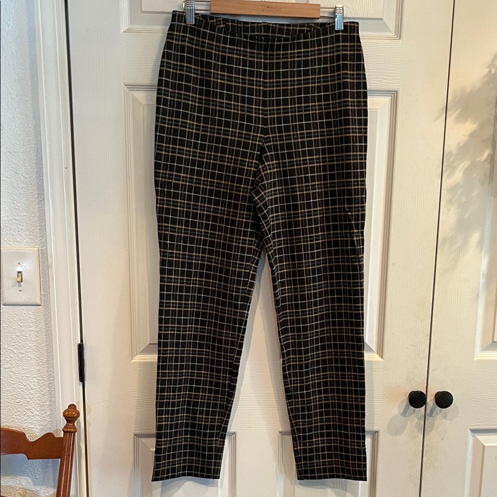 J. Jill Black and White Plaid Ankle Pants